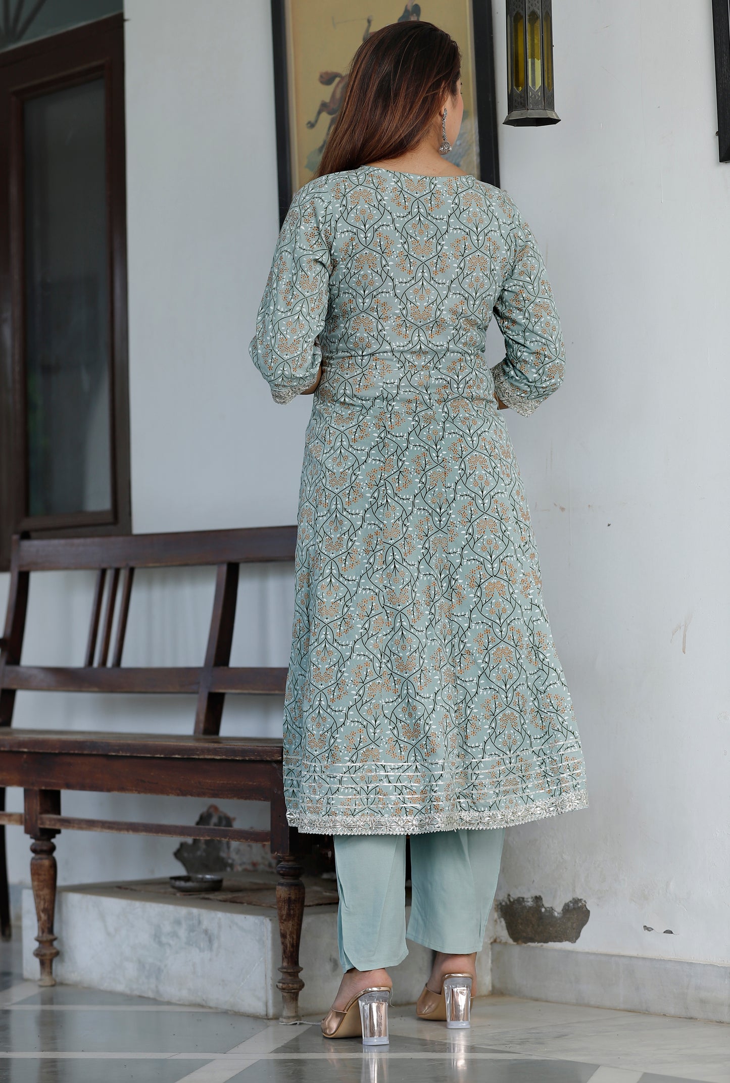 Women’s Rayon Makdi Print Kurta & Bottom Set with Cotton Dupatta – Ethnic Wear