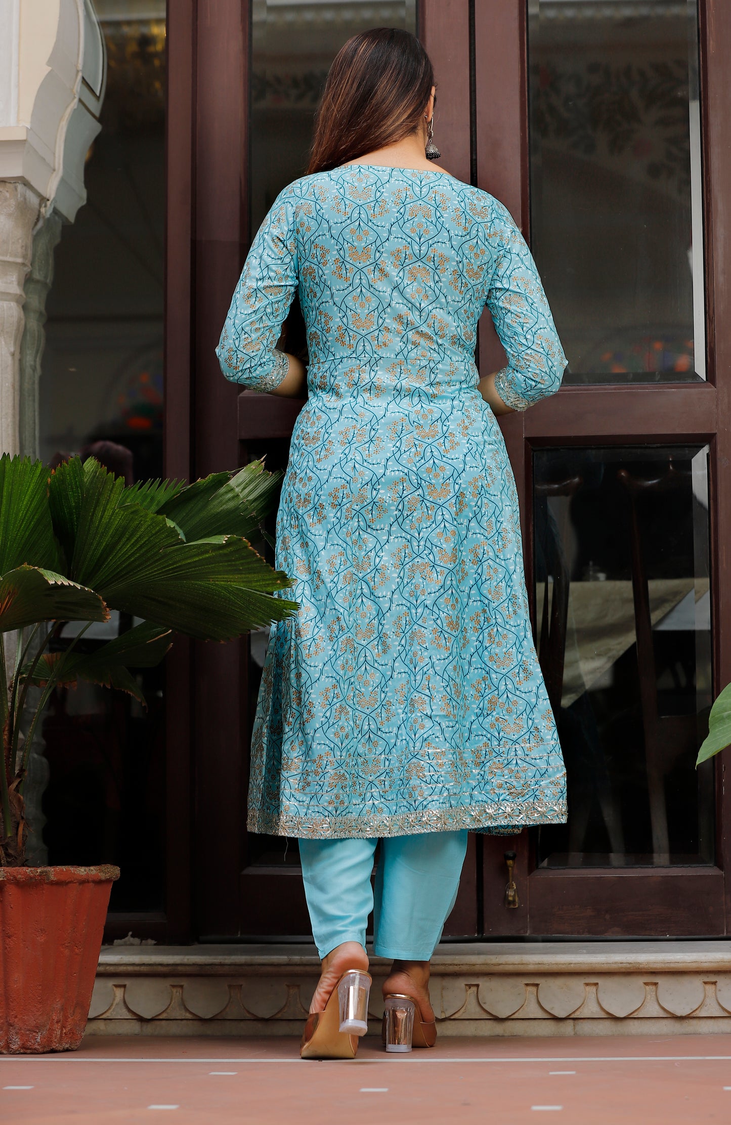 Women’s Rayon Makdi Print Kurta & Bottom Set with Cotton Dupatta – Ethnic Wear