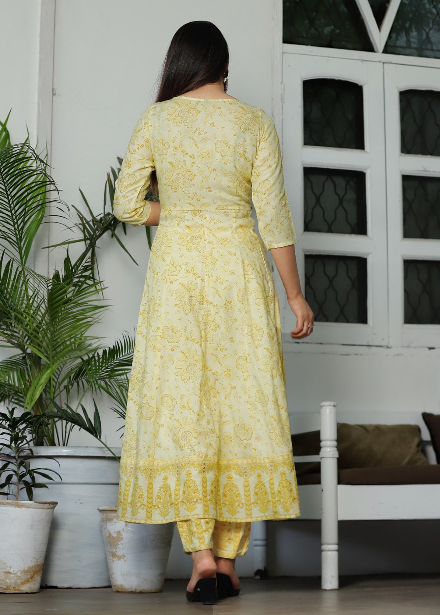 Women Multi-Color Rayon Anarkali Kurta Set with Embroidery & Cotton Dupatta