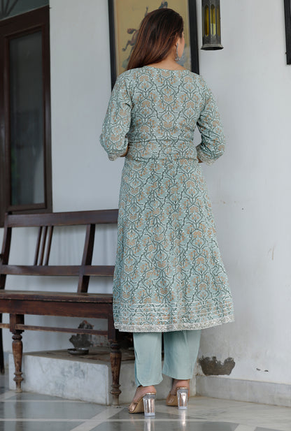 Women’s Rayon Makdi Print Kurta & Bottom Set with Cotton Dupatta – Ethnic Wear