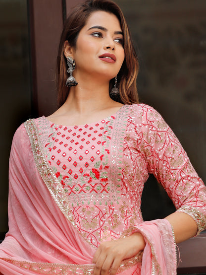 Women’s Rayon Makdi Print Kurta & Bottom Set with Cotton Dupatta – Ethnic Wear