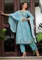 Women’s Rayon Makdi Print Kurta & Bottom Set with Cotton Dupatta – Ethnic Wear