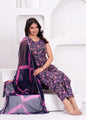 Women Cotton  Kurta And Cotton Bottom Printed Chiffon Cut Sleeve
